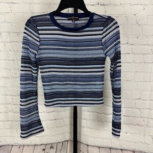 Almost Famous Open Knit Striped Sweater Bell sleeve Size XS